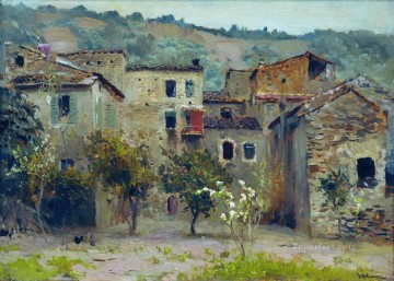  Levitan Canvas - in the vicinity of bordiguera in the north of italy 1890 Isaac Levitan cityscape city scenes